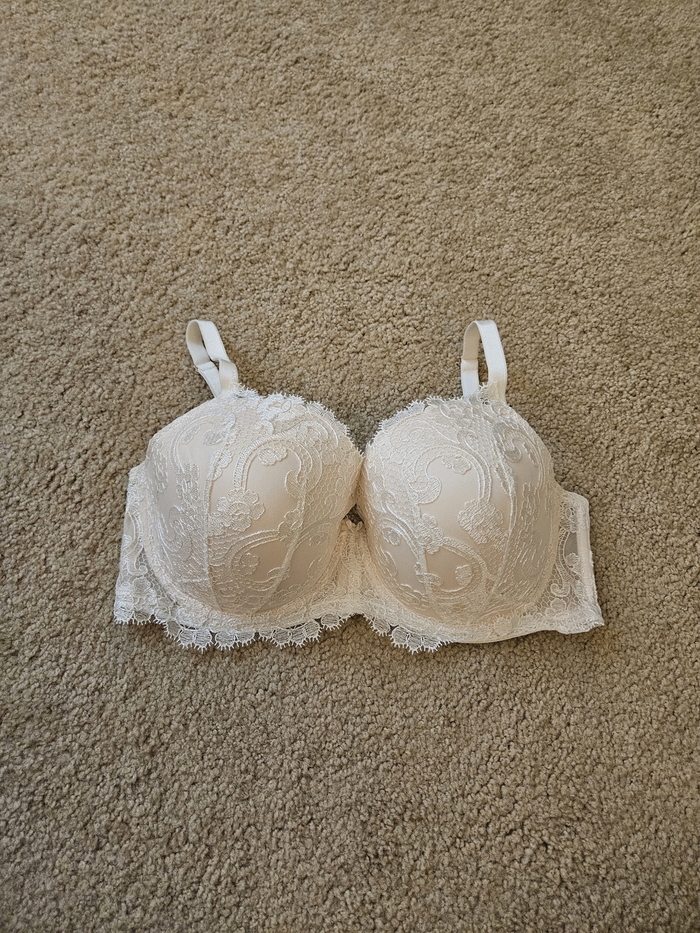 Victoria's Secret White/Cream Lace Lined Demi Bra Women's Size 36DDD